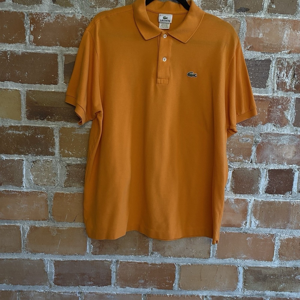 Vintage Orange Short Sleeve LaCoste Polo Shirt 100% Cotton Men's XL/6 - Picture 8 of 8